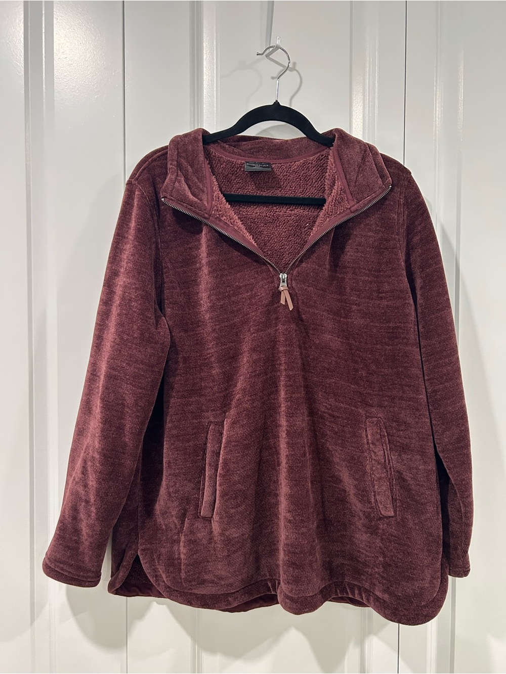 32 Degrees Plush Half-Zip Pullover Sweater in Burgundy